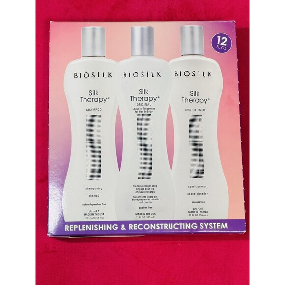 NIB Biosilk Silk Therapy Original Replenishing & Reconstructing System 3 Pc Set - Picture 1 of 8